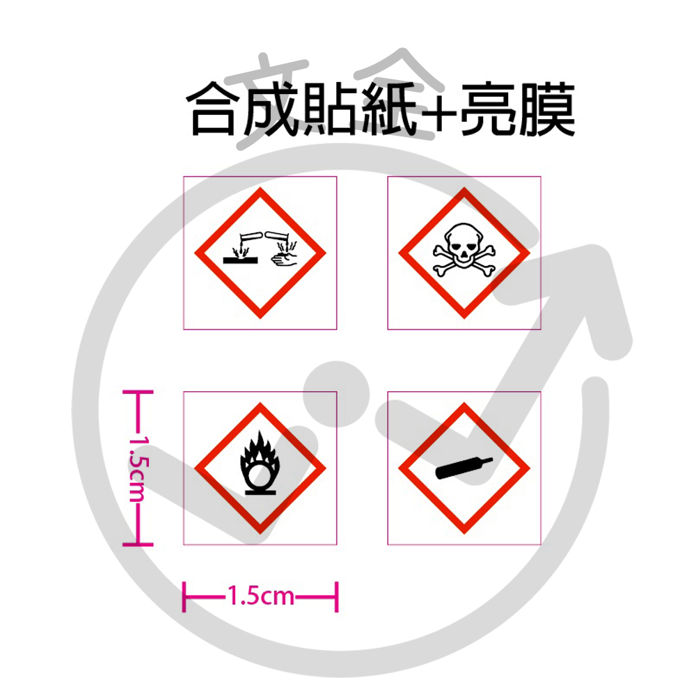 危害標示 貼紙 -腐蝕性/毒物/氧化性/加壓氣體