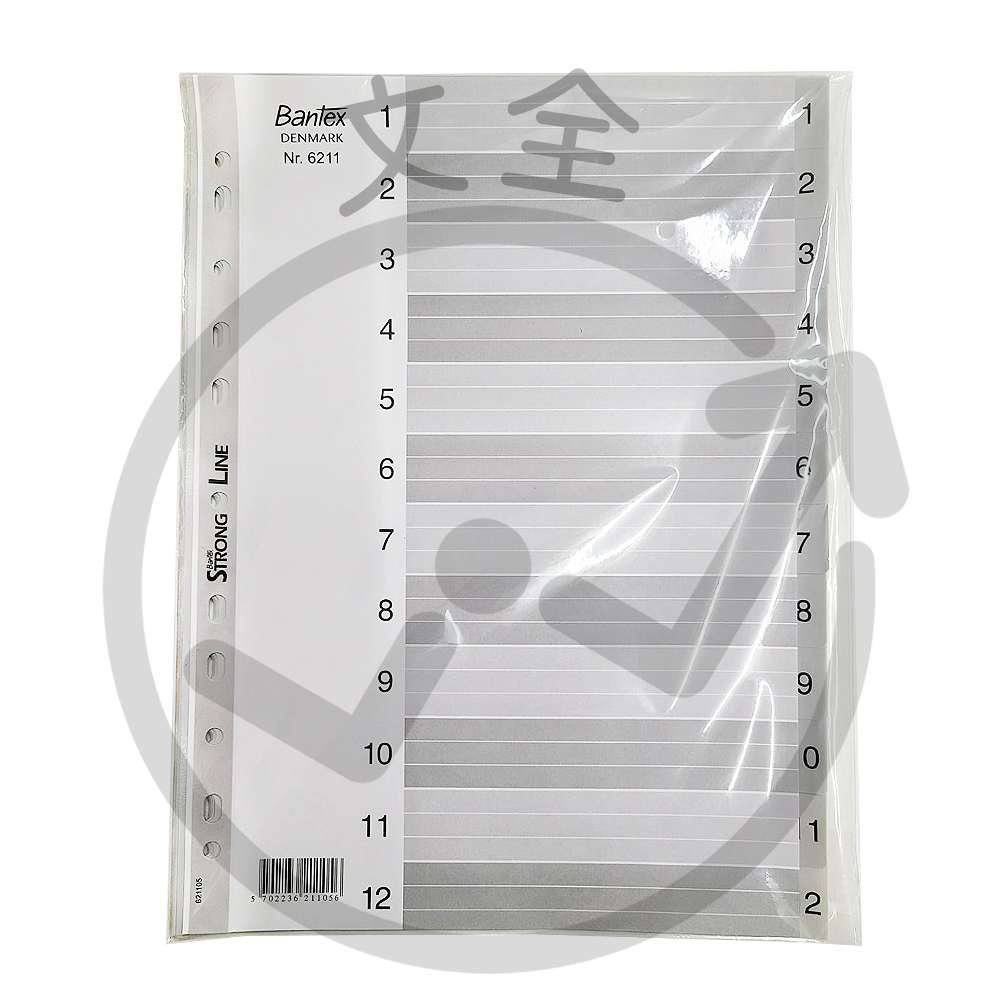 Bantex A4 PVC 12段隔頁紙/分段紙 (12張入/包)